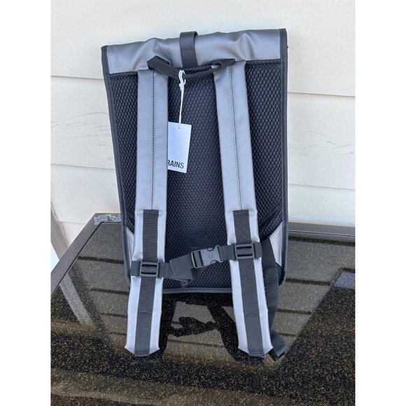 Rains Rolltop Rucksack W3, Metallic Grey, Waterproof, Padded Straps - Picture 2 of 8